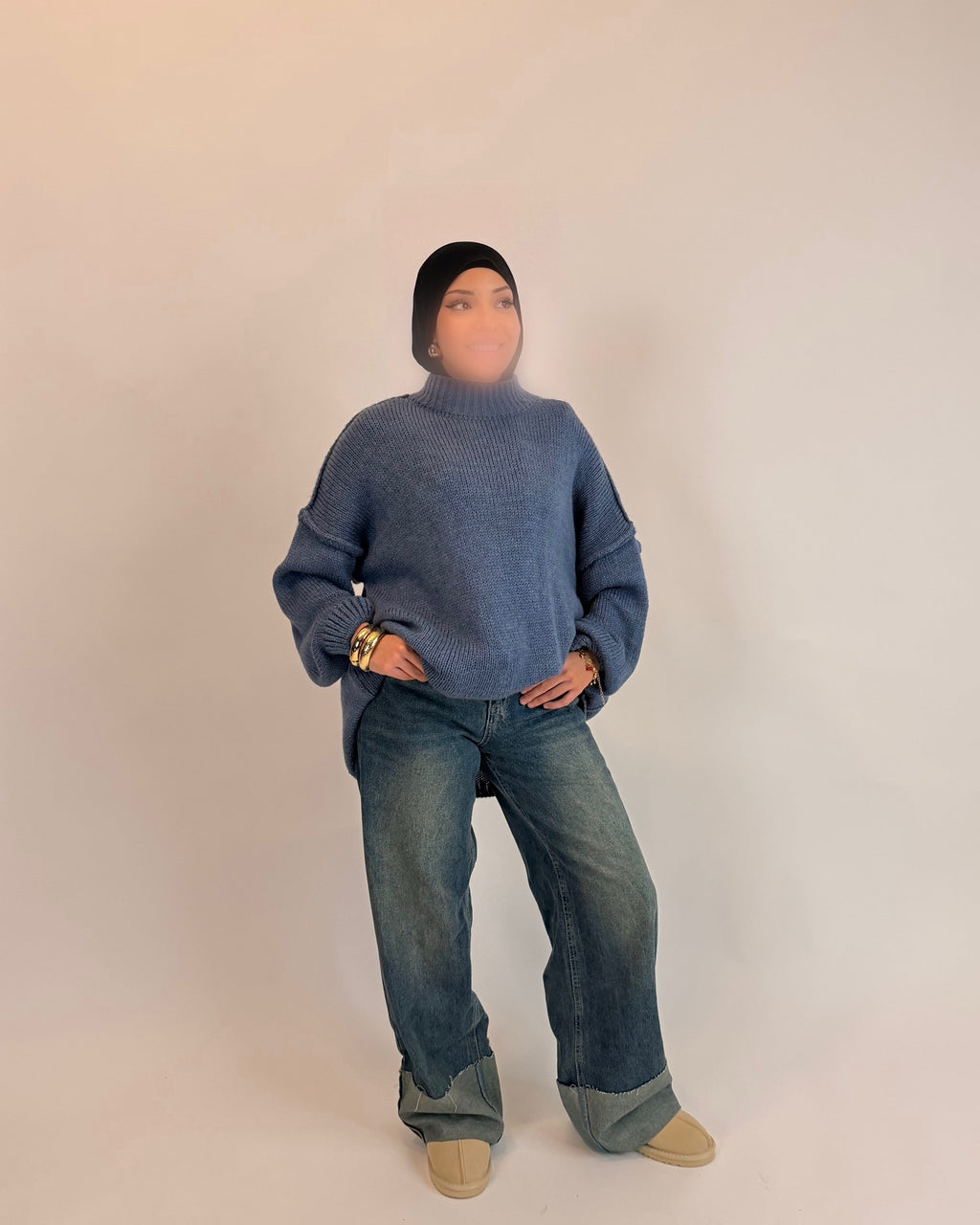 Pull bleu manches longues