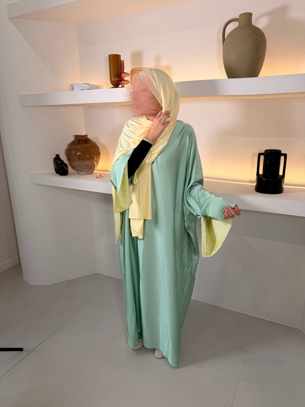 ABAYA à manches jaunes élégante